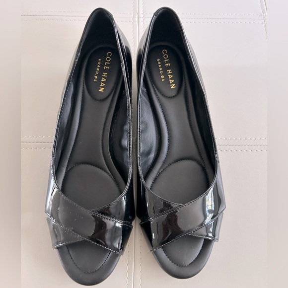 Cole Haan Grand OS Black Patent Wedge Shoes - Picture 2 of 4